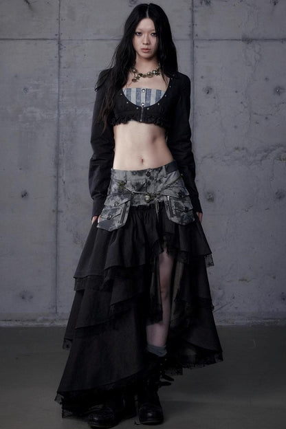 Vintage Punk Court Slim Print Long-Sleeved Shirts