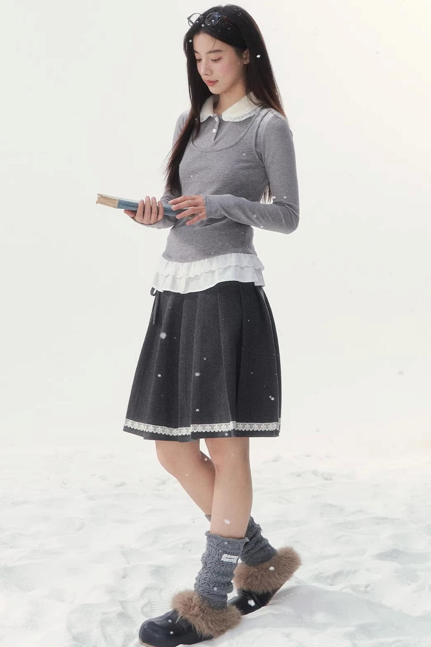 Faux Two-Piece Knitted T-Shirt