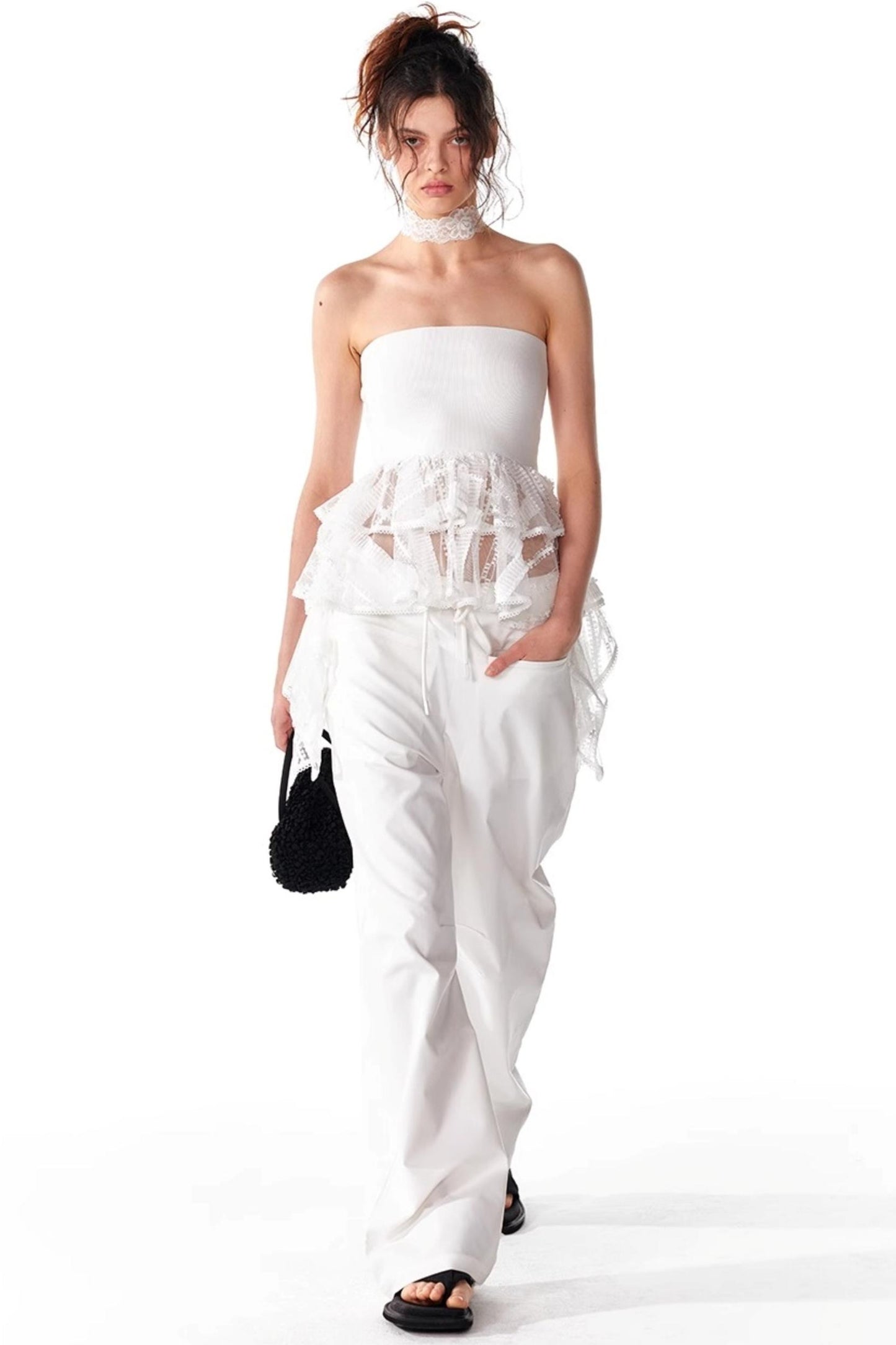 Summer Slim Ruffle Lace Top