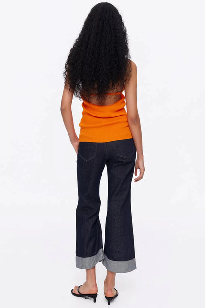 Lyocell Color-Blocked Strick-Oberteil