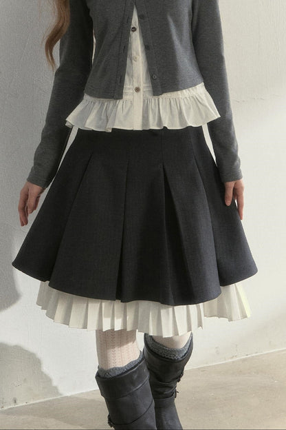 Navy Collar Spliced Top Set-Up