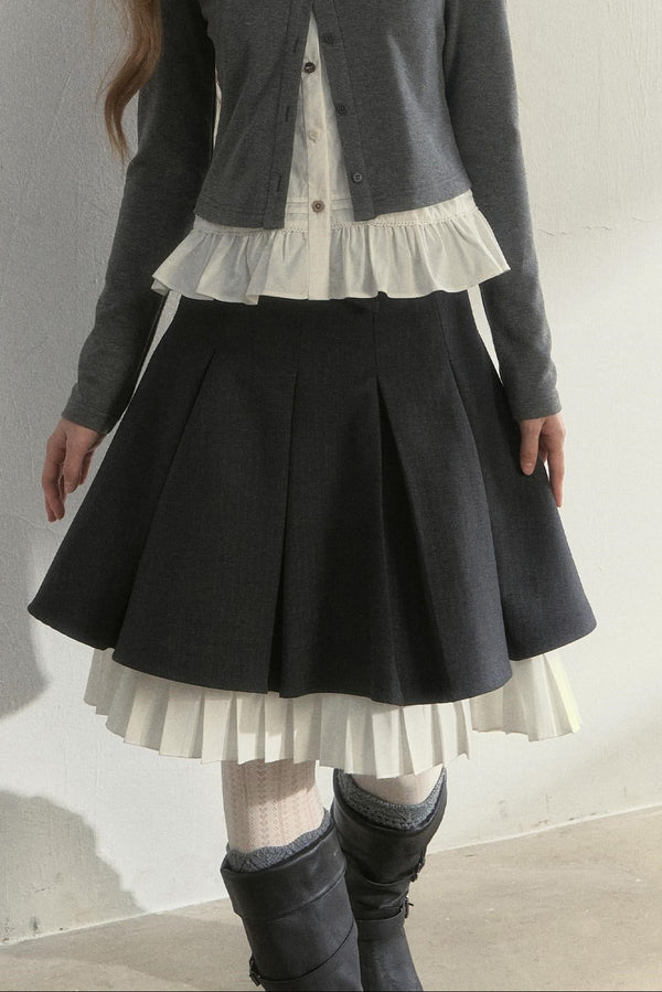 Navy Collar Spliced Top Set-Up