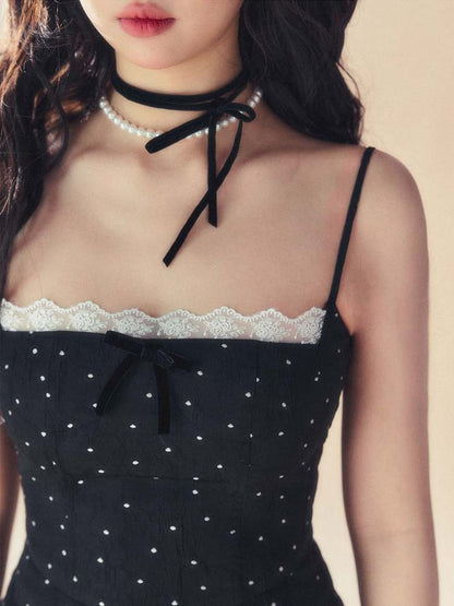 Polka Dot Ribbon Cami Dress