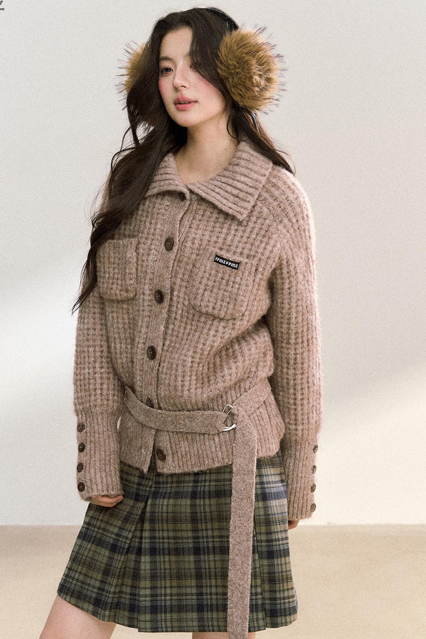 Double Pocket Button-Up Knit Jacket