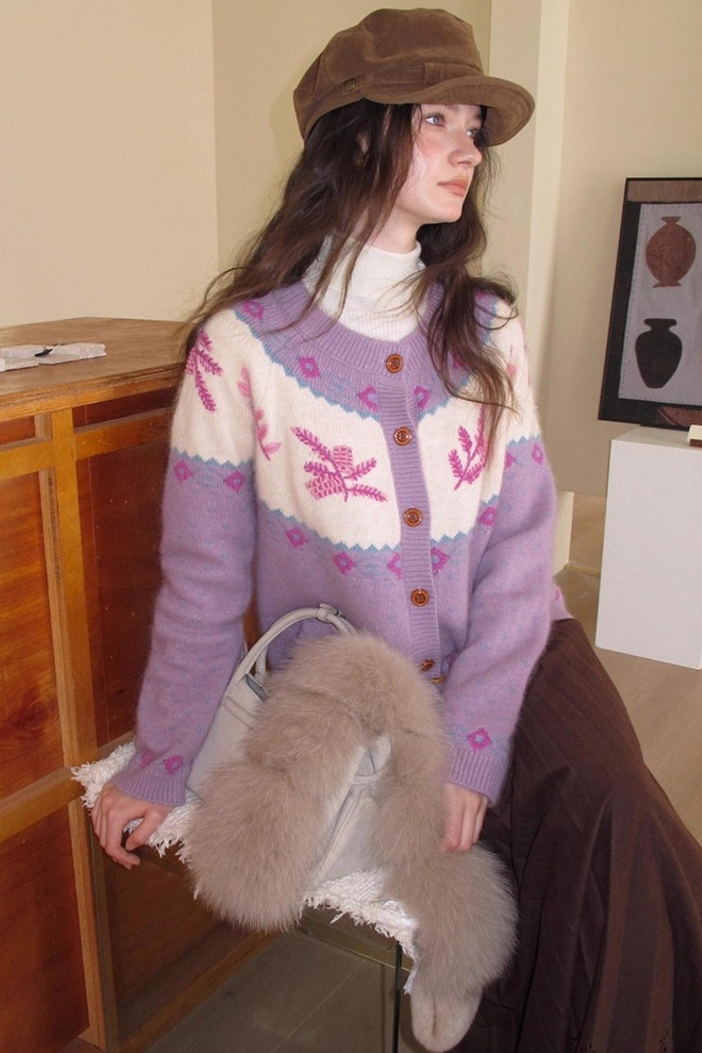 Cream Snow Vintage Cardigan