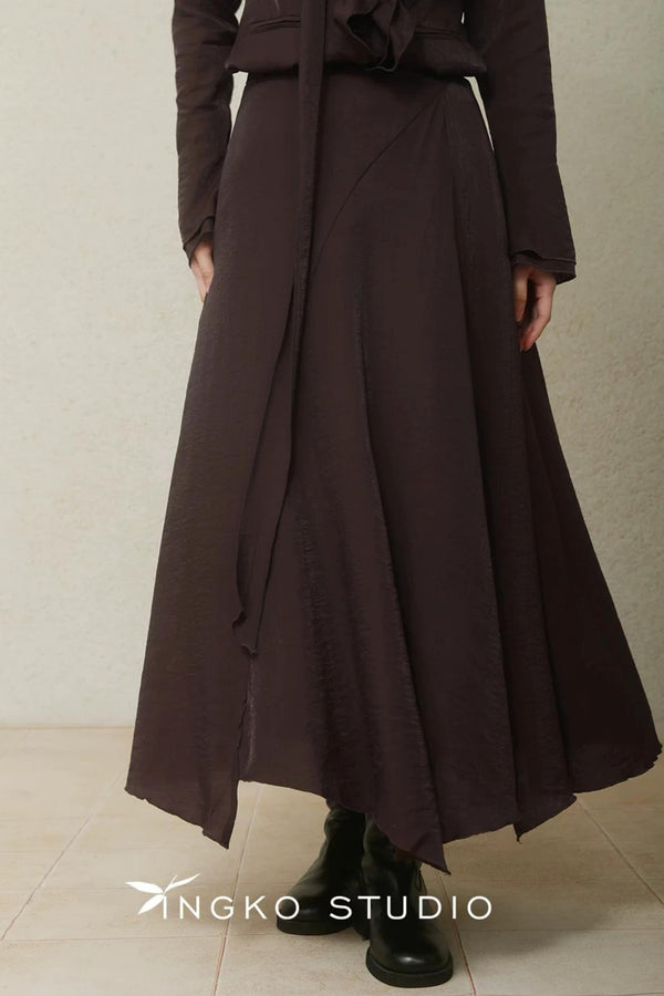 Asymmetrical Chestnut Ribbon Top Set-Up