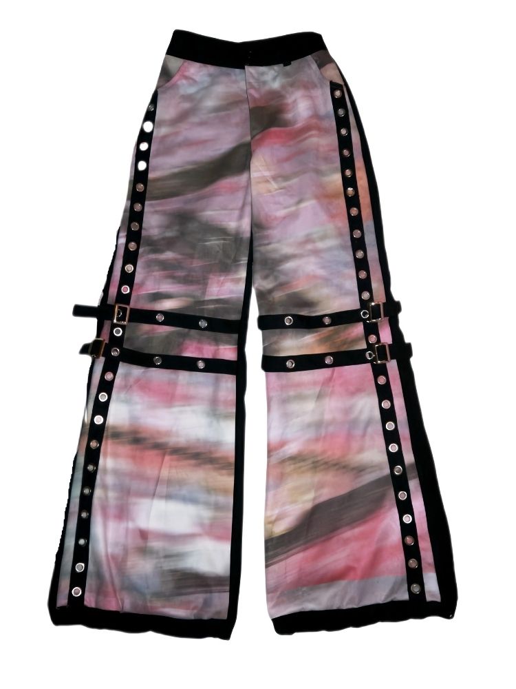 llustration Patchwork Casual Punk Trousers