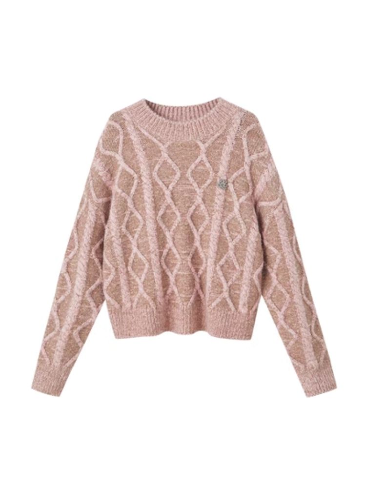 Twisted Flower Round Neck Sweater