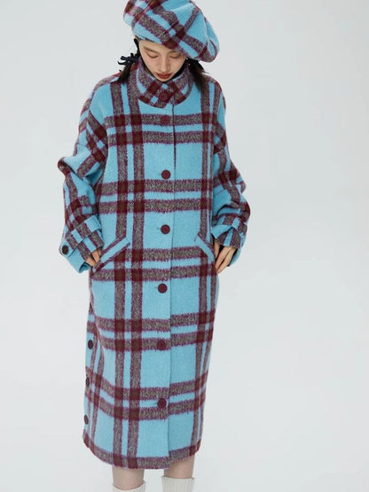 Tweed loose-fitting long coat