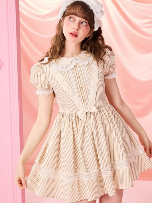 Doll Neck Bubble Sleeve Dress