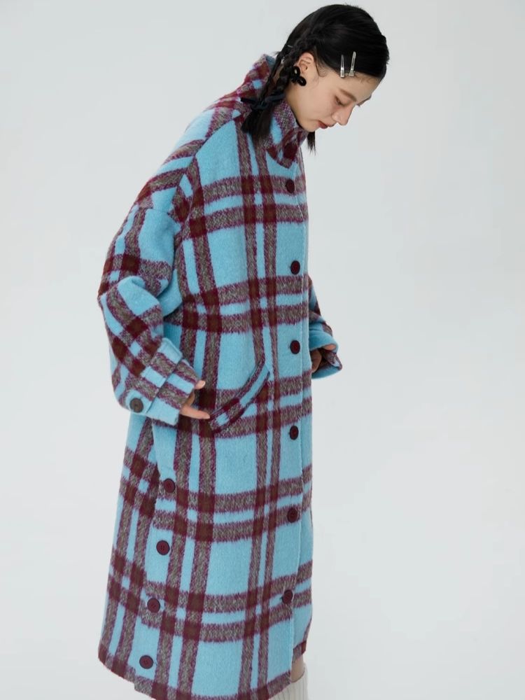 Tweed loose-fitting long coat