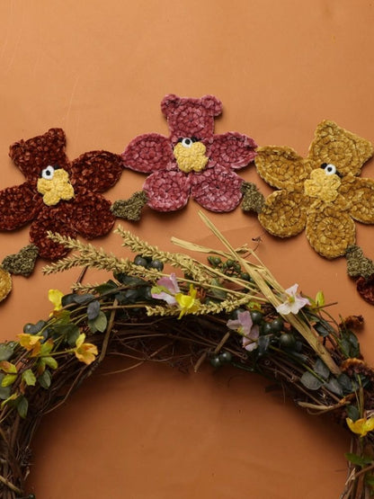 Crocheted Chenille Flower Bear Dancing Scarf