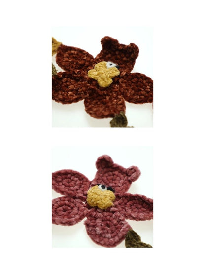 Crocheted Chenille Flower Bear Dancing Scarf