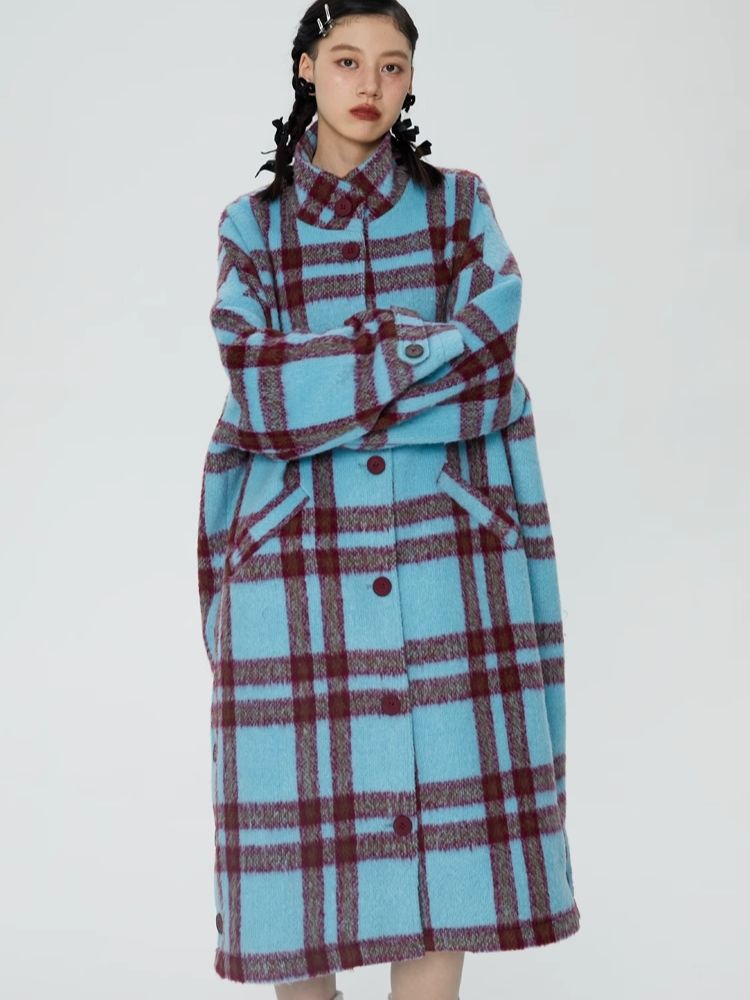 Tweed loose-fitting long coat