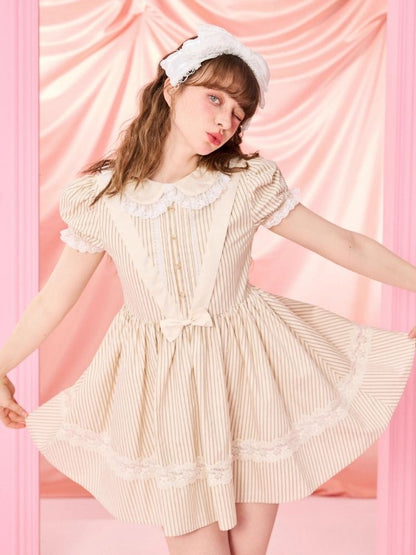 Doll Neck Bubble Sleeve Dress