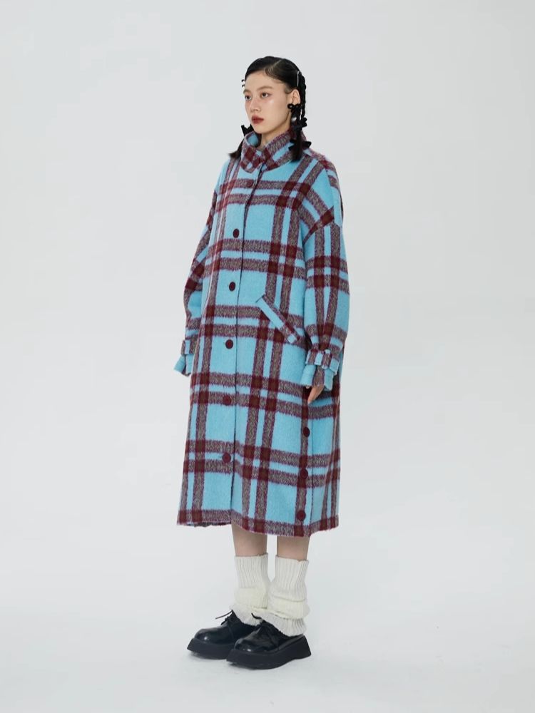 Tweed loose-fitting long coat