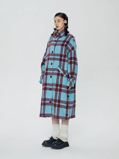 Tweed loose-fitting long coat