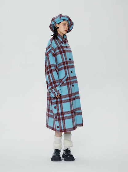 Tweed loose-fitting long coat