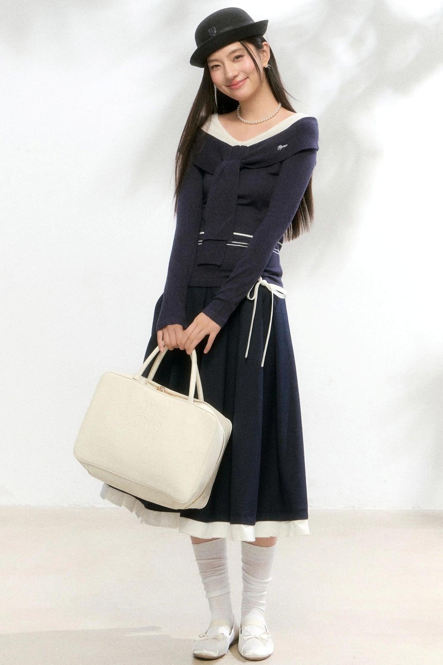 Striped Autumn Knitwear Top Set-Up