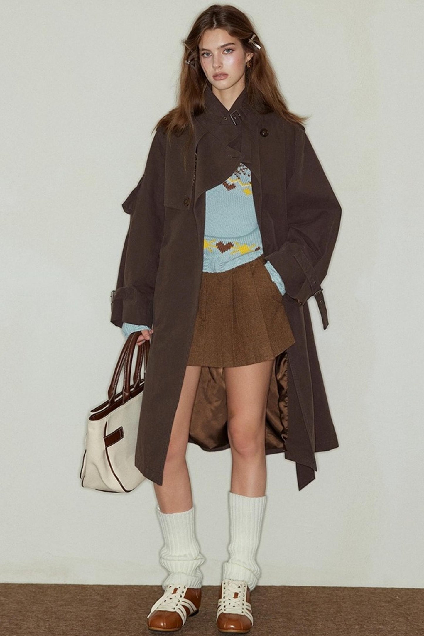 Wide Waist Wool A-Line Skirt