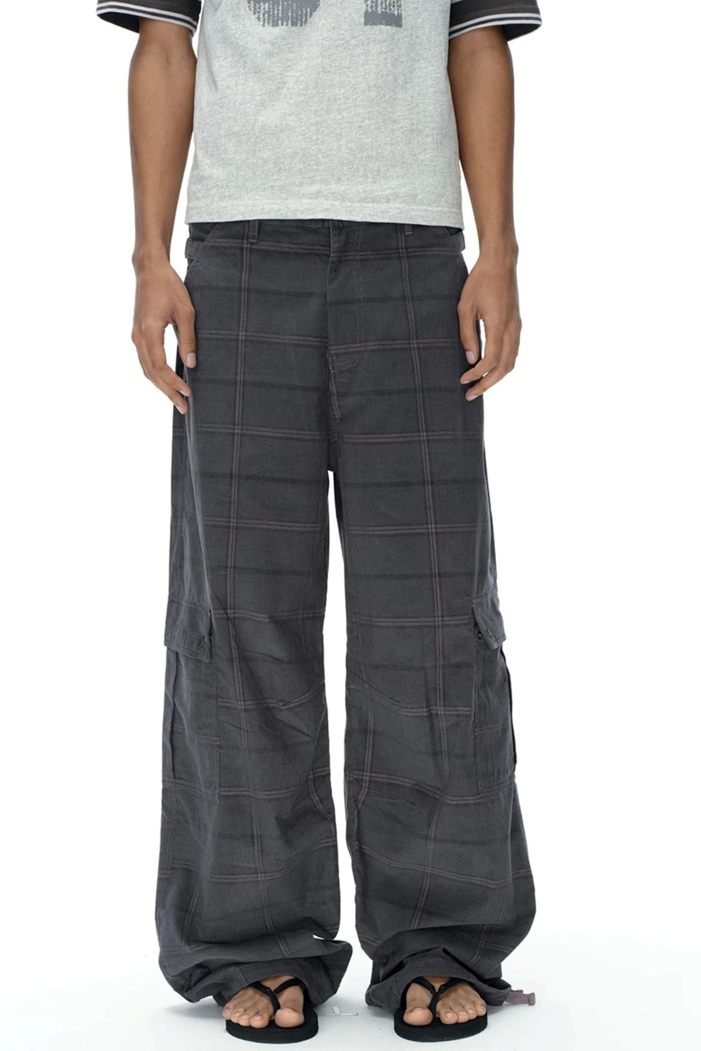 Exitmode Retro Two-Tone Plaid Cargo Pants
