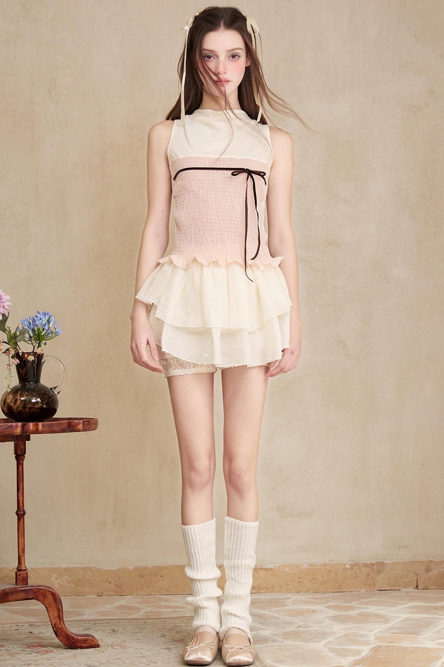 Stylish Apricot Ballet Top Set