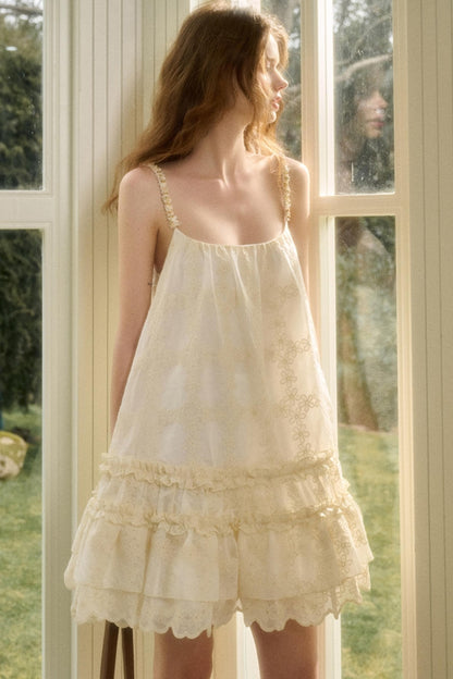 Pleated Lace Halter Maxi Dress