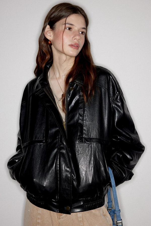 Casual Silhouette Biker Style Jacket