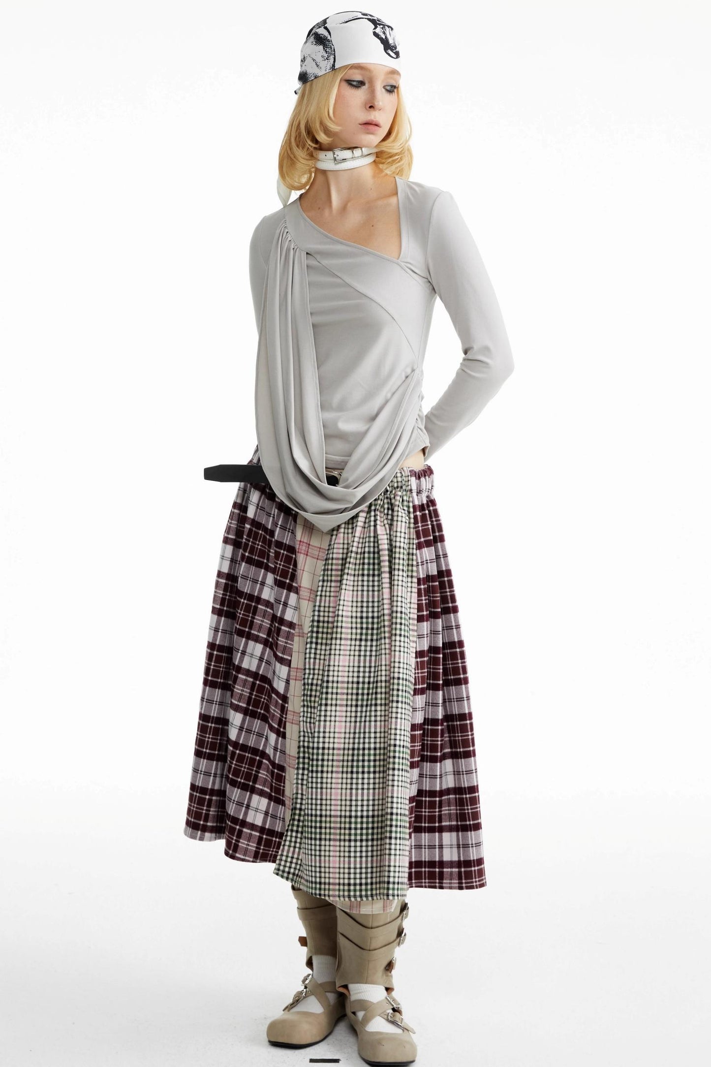 Pleated Panelled Skirt