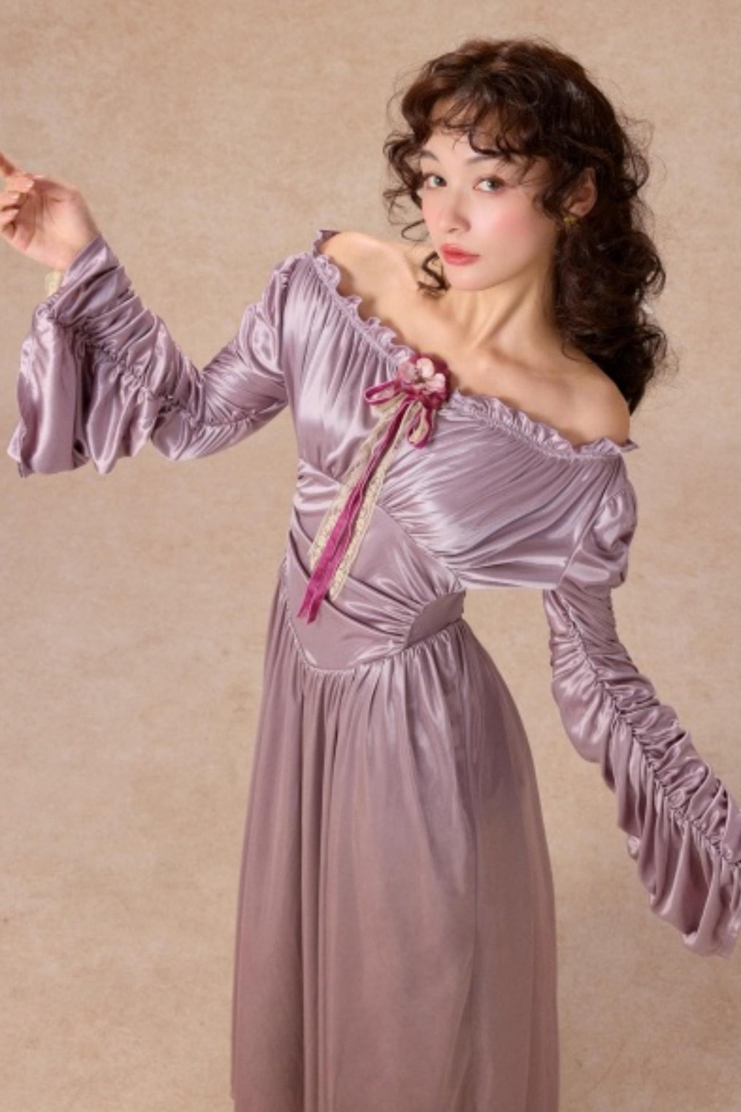 Satin Parthenon One-Shoulder Dress