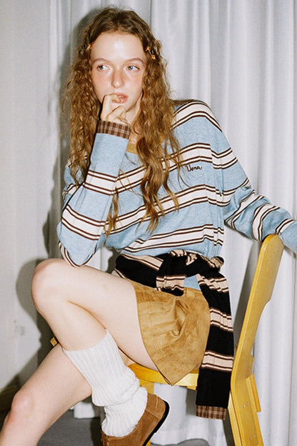 Retro Knit Plaid Top