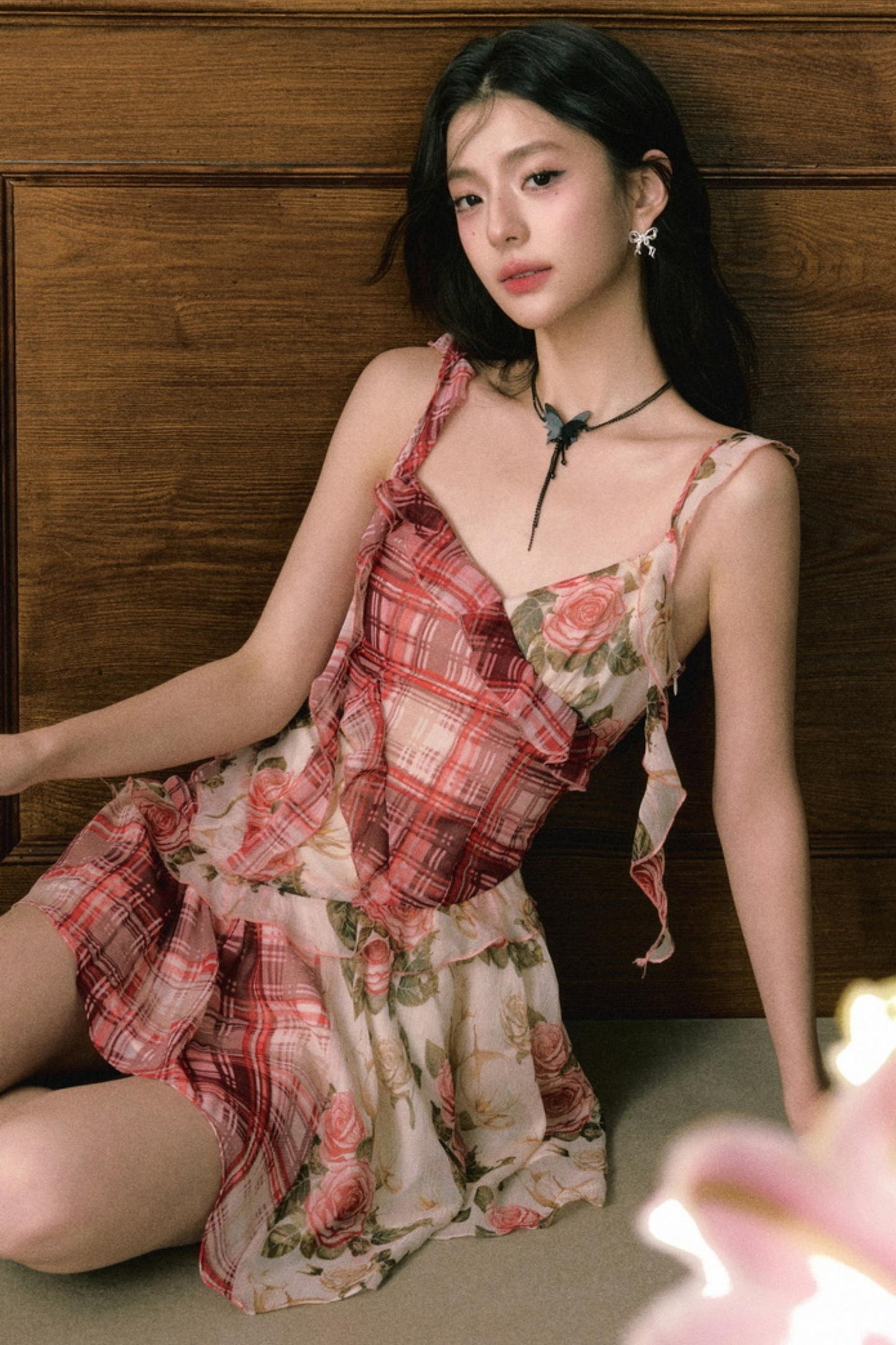 Floral Ruffle Halter Dress