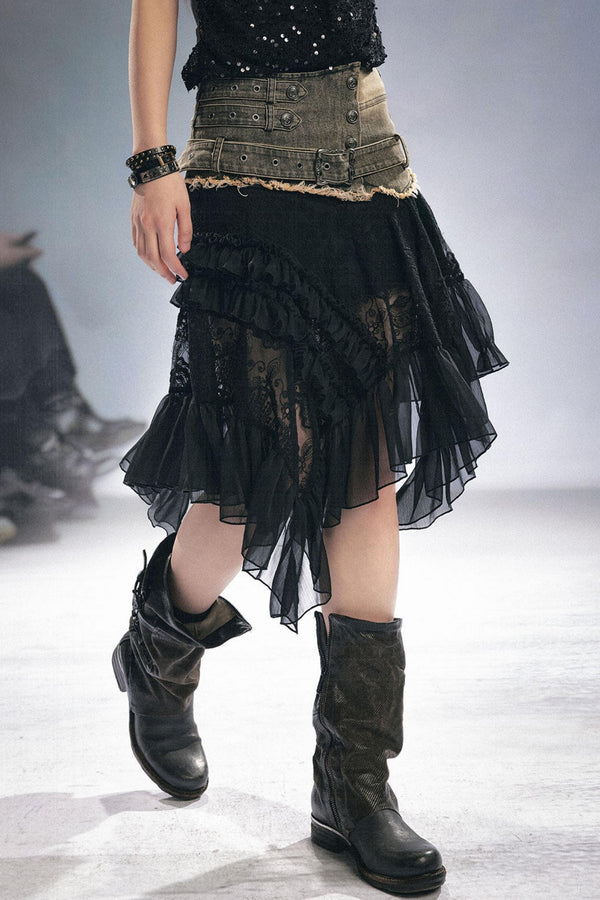 Lace Vow Denim Skirt