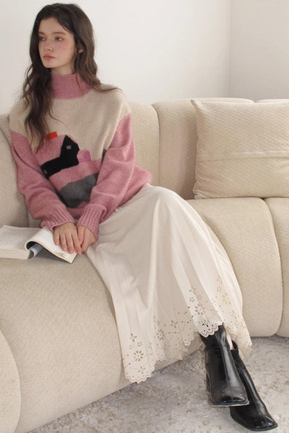 Pink Vintage Cashmere-Like Turtleneck Sweater