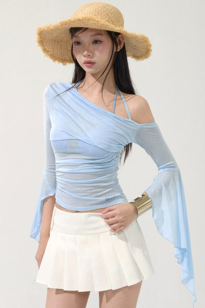 Sweet Off-Shoulder Pleated Top