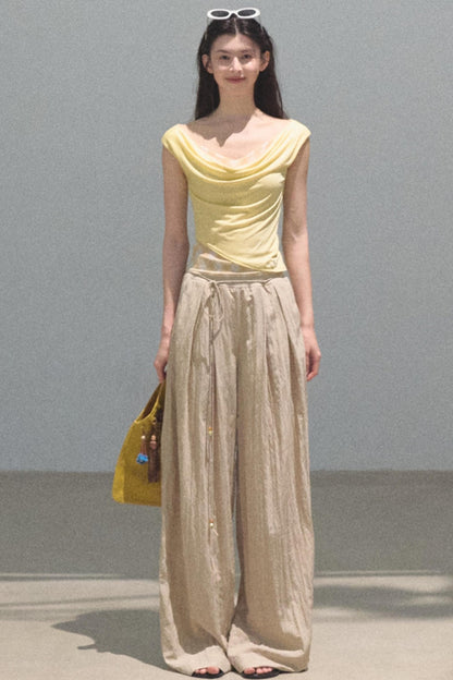 Swing Neck Check Slim Fit Crop Top