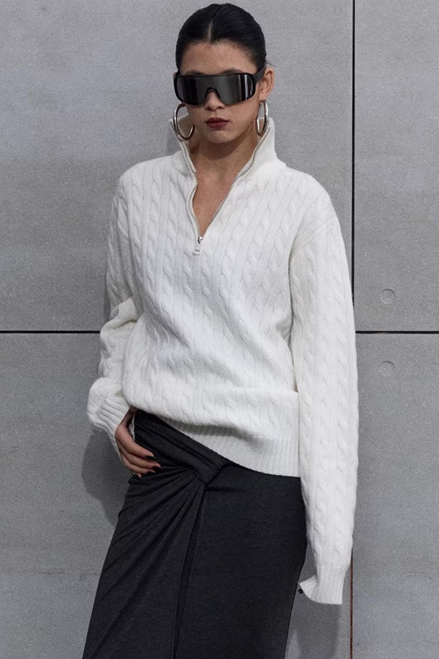Three-Dimensional Cable Knit Sweater