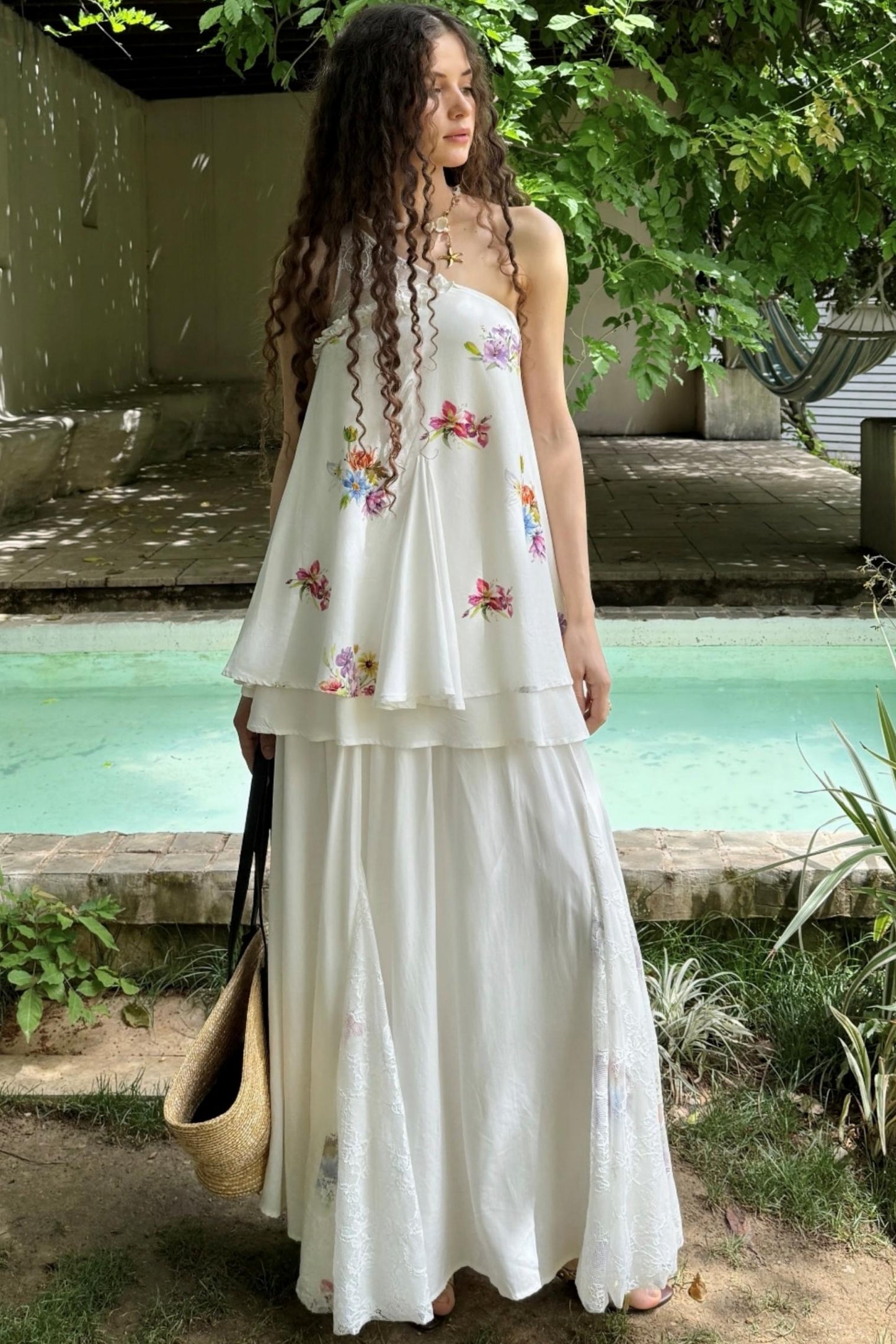 Lace Raglan Maxi Skirt Set-Up