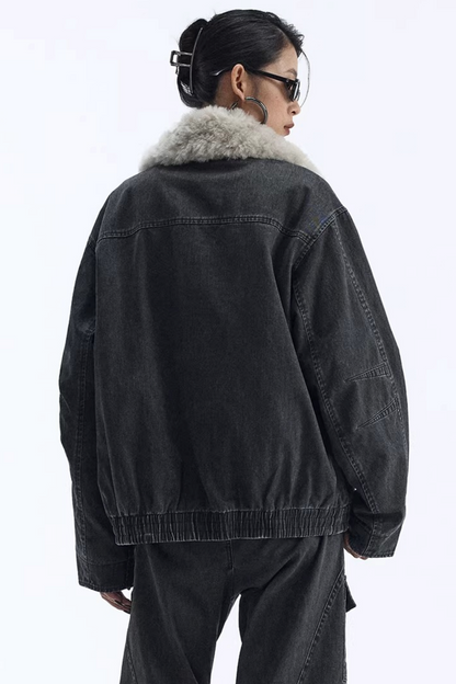 Abnehmbarer Kunstfellkragen gepolsterte Jacke