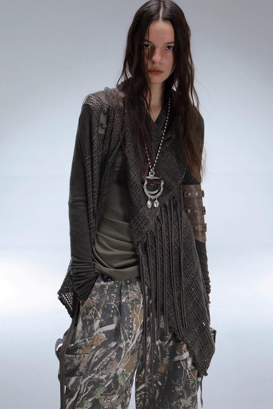 Bohemian Wool Fringed Cardigan