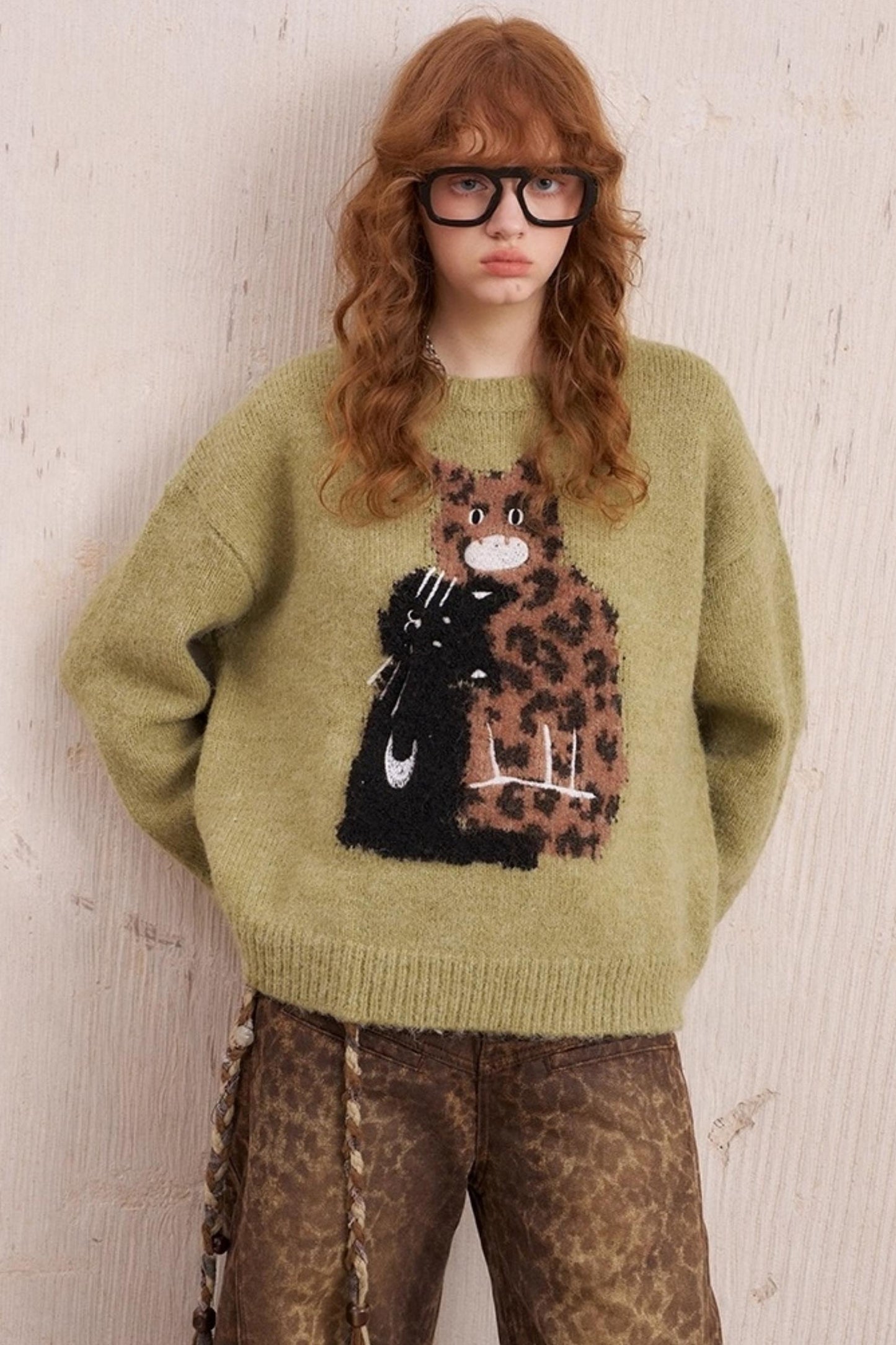 Embroidered Crew Neck Sweater