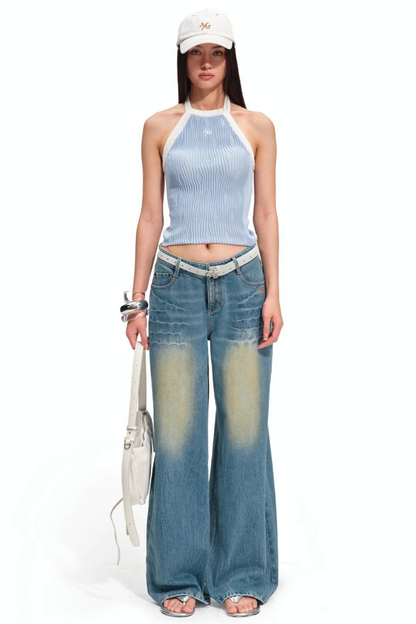 Wool Irregular Color-Block Vest