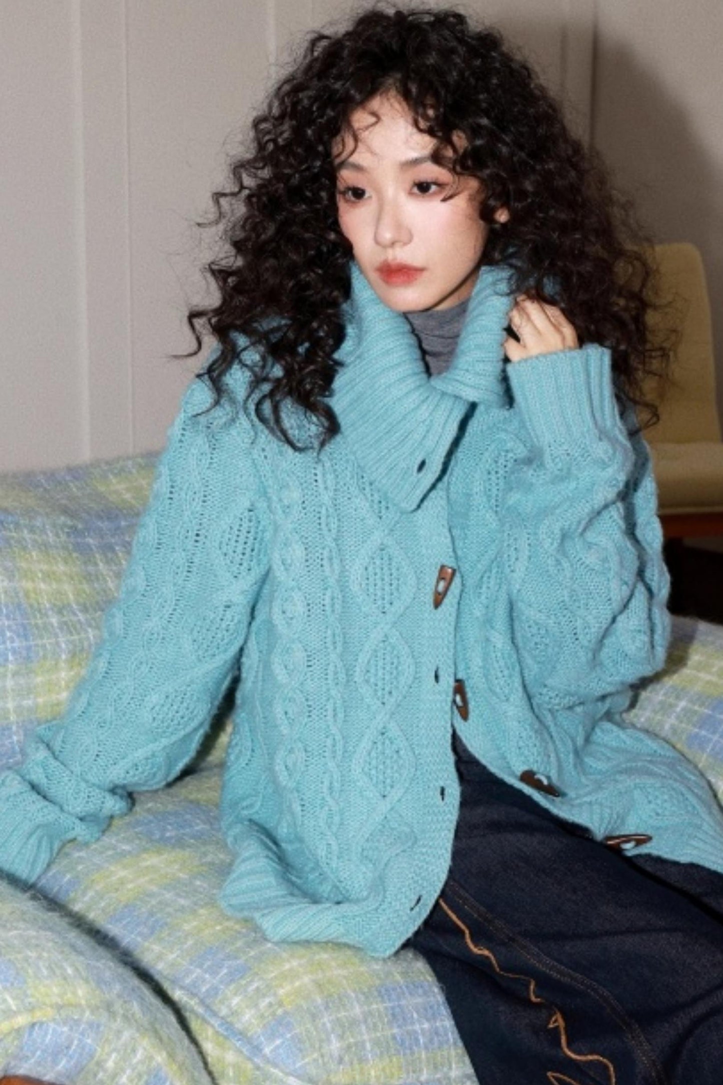 Wool Cable Knit Cardigan