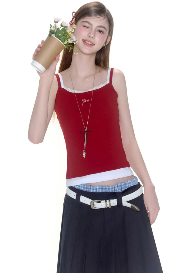 Floral Lace Camisole & Vintage Denim Set-Up