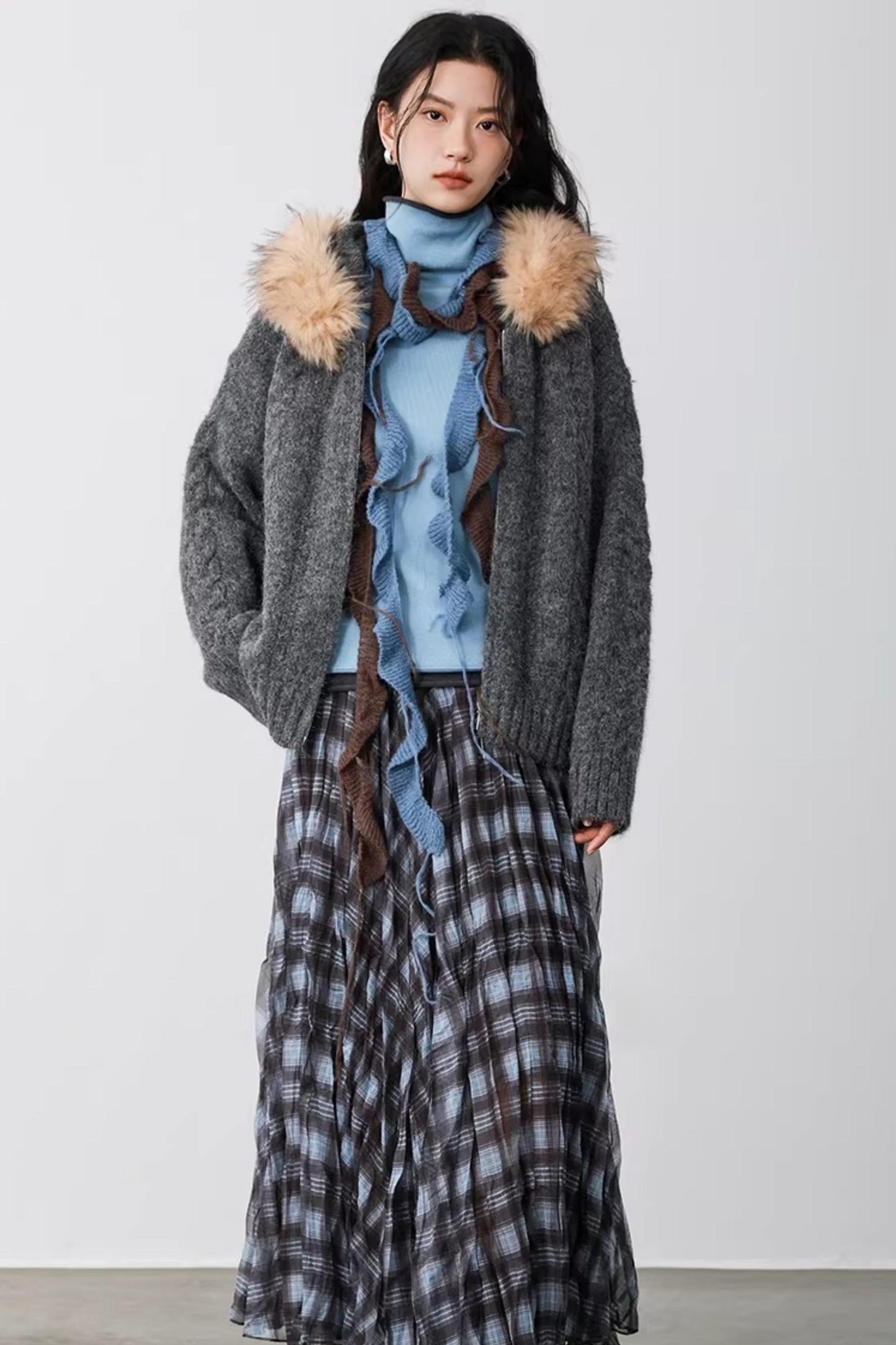 Misty Blue Latte Scarf