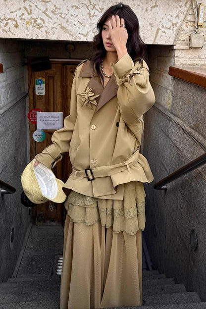 Vintage Lily Silhouette Reversible Trench Coat Set-Up