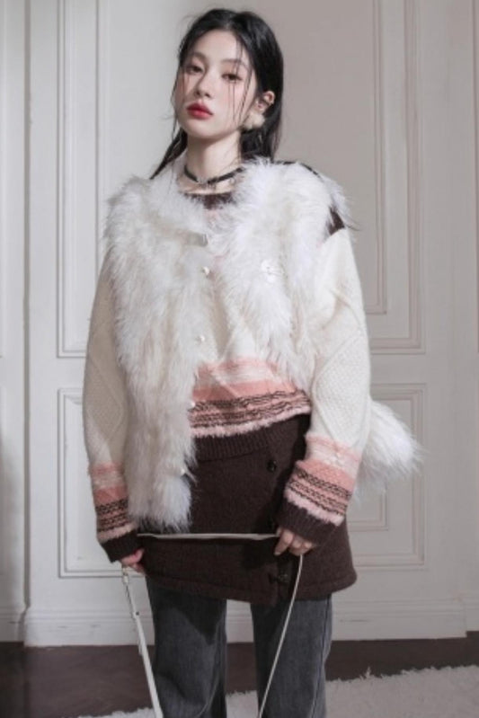 Simulated Texture Fur Vest