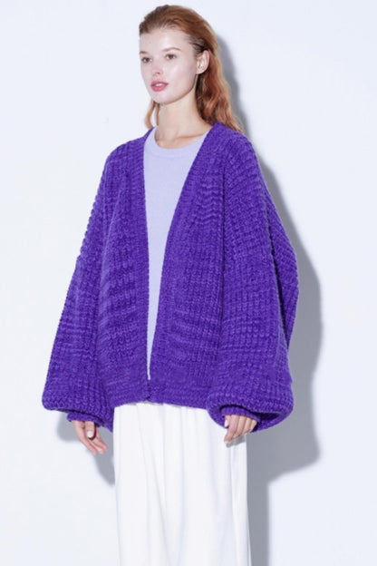 Heavyweight Two-Tone Lantern Cardigan