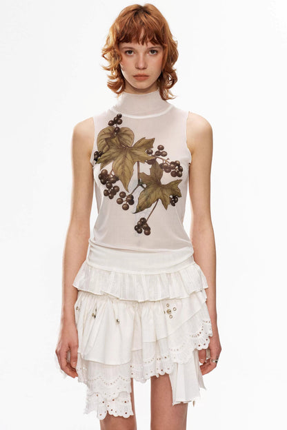 Grape Print Mesh Vest