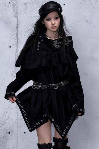 Dark Punk Patchwork Midi Skirt